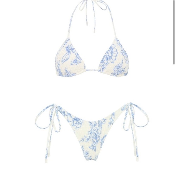 Triangl Swimwear Vinca Indigo Blue and Cream Bikini - Picture 1 of 9